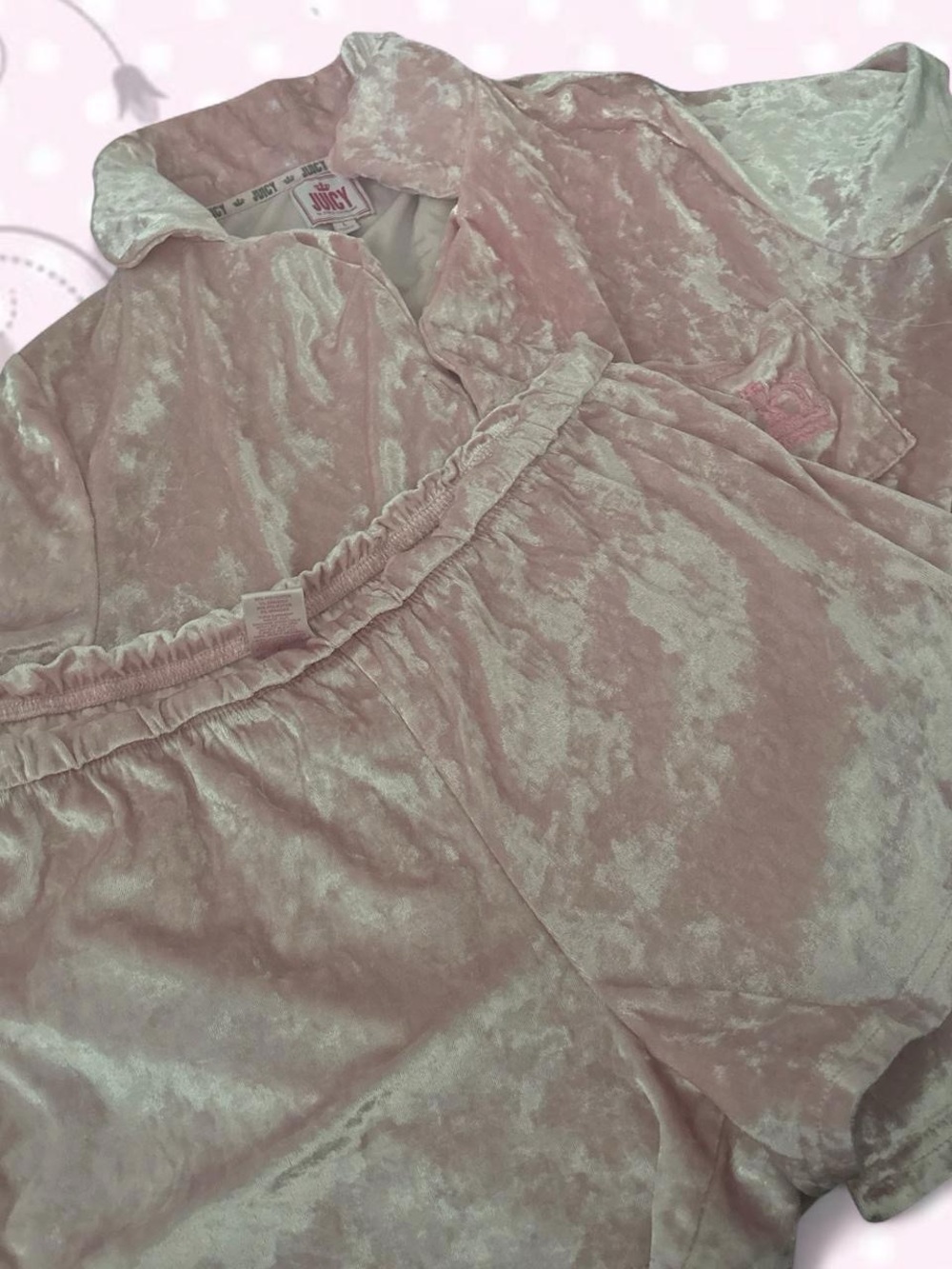 Juicy Couture Blush Pink Crushed Velvet Loungewear Set
